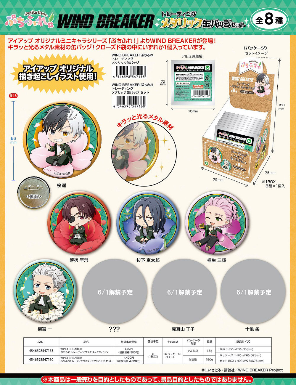 《防風少年》迷你觸碰 交易金屬罐徽章【整盒】