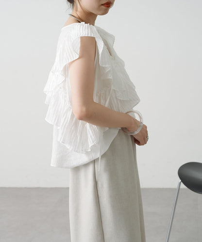 2WAY單肩露肩荷葉邊上衣