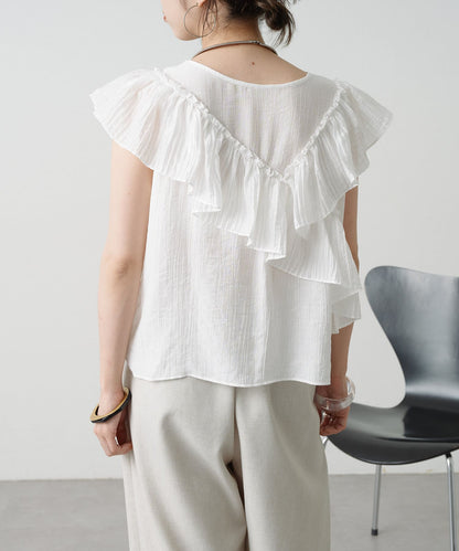 2WAY單肩露肩荷葉邊上衣
