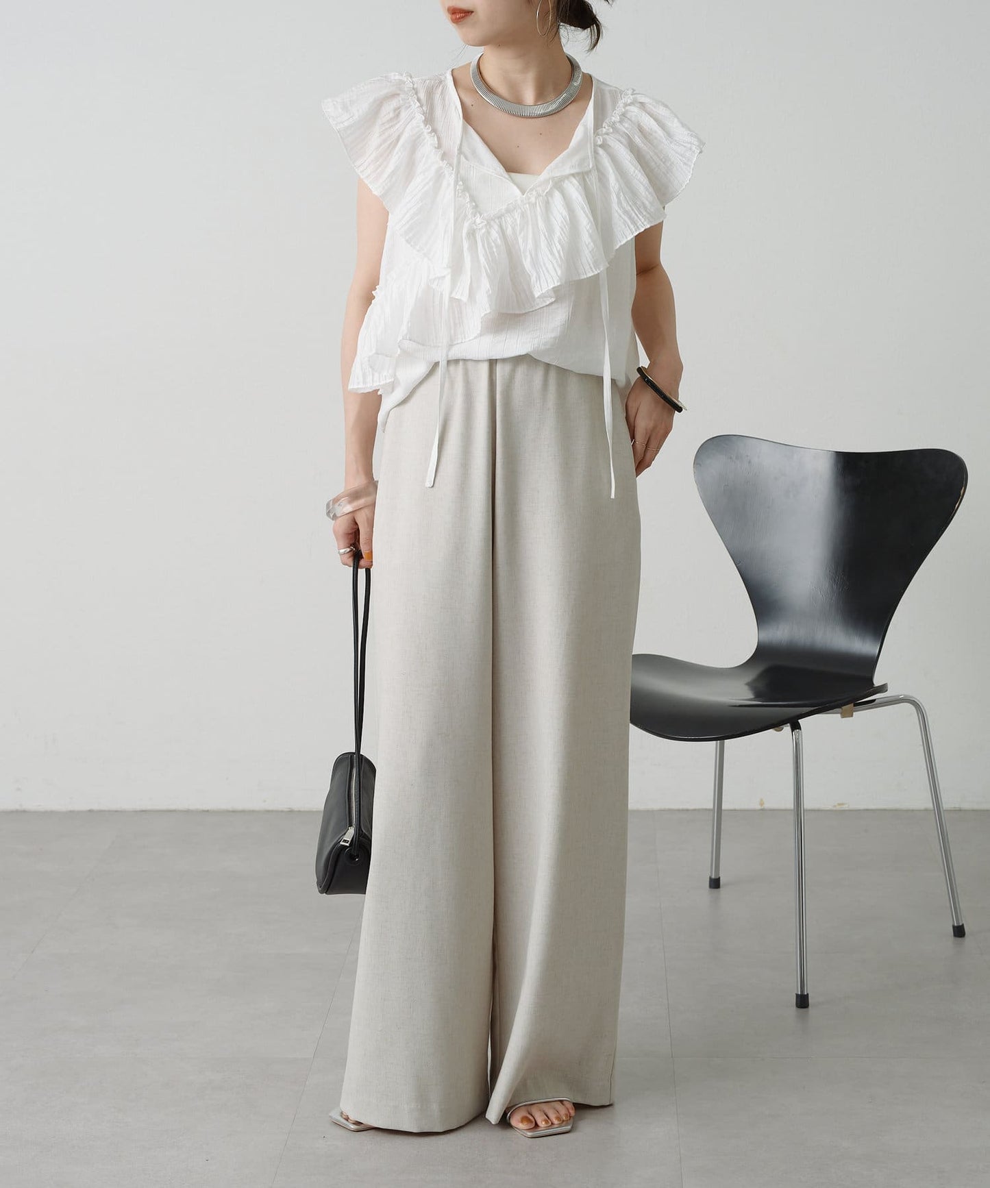 2WAY單肩露肩荷葉邊上衣