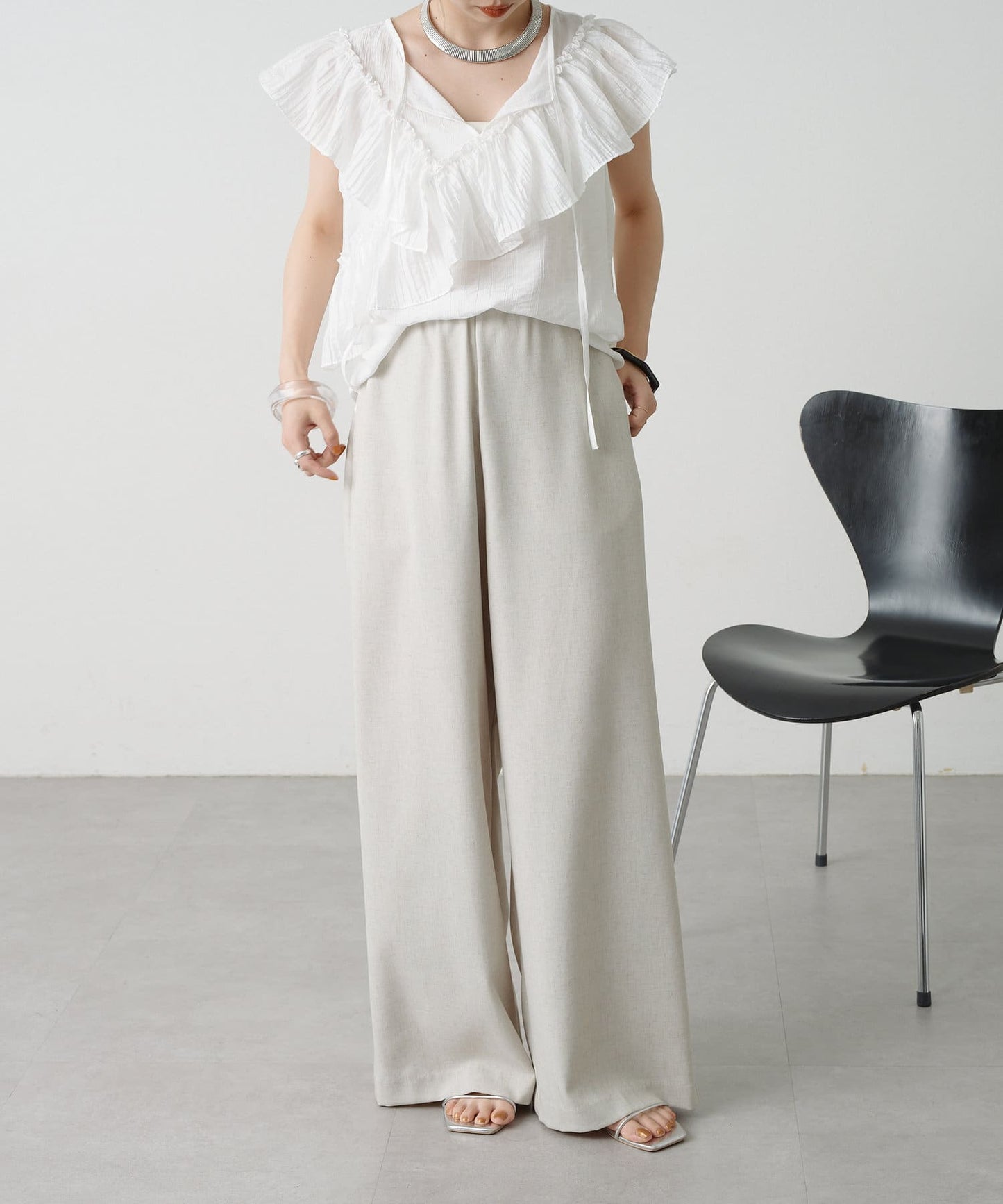 2WAY單肩露肩荷葉邊上衣