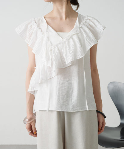 2WAY單肩露肩荷葉邊上衣