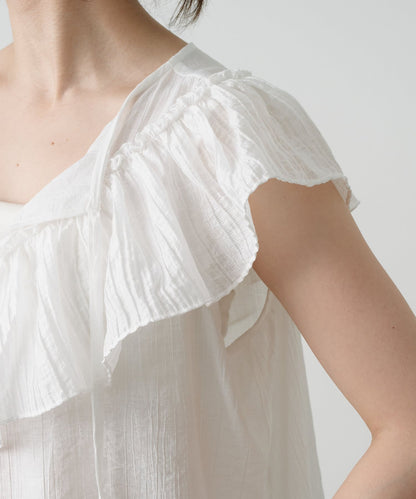 2WAY單肩露肩荷葉邊上衣