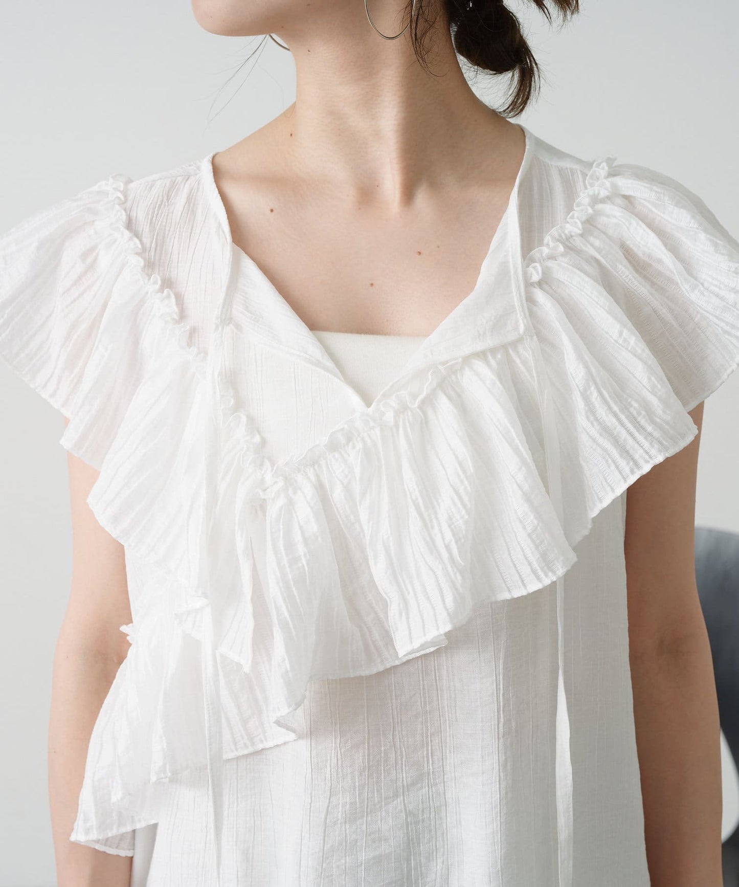 2WAY單肩露肩荷葉邊上衣