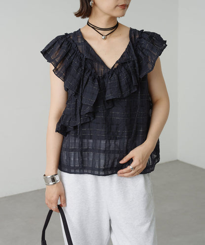 2WAY單肩露肩荷葉邊上衣