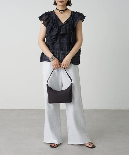 2WAY單肩露肩荷葉邊上衣