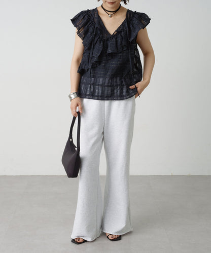 2WAY單肩露肩荷葉邊上衣