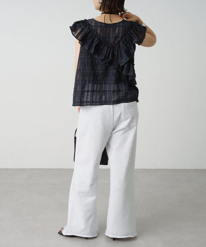 2WAY單肩露肩荷葉邊上衣