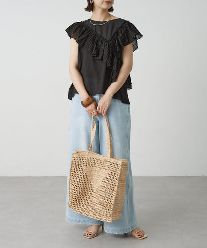 2WAY單肩露肩荷葉邊上衣