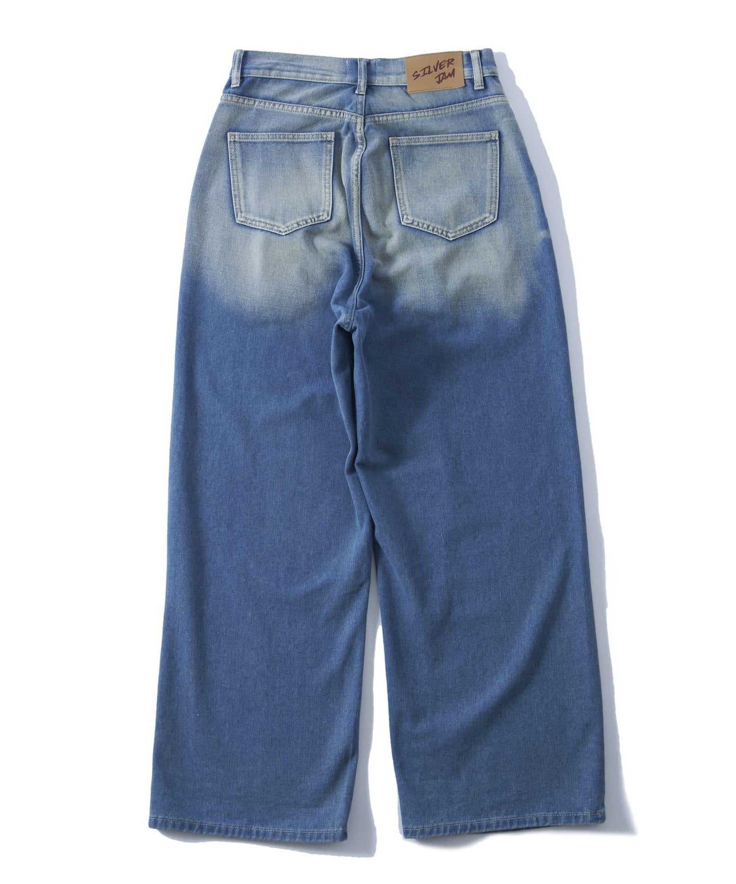 斜口袋爆破寬鬆牛仔褲