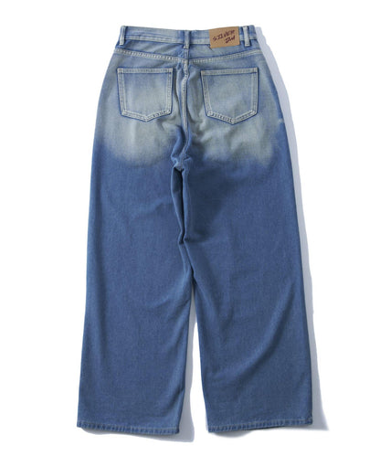 斜口袋爆破寬鬆牛仔褲