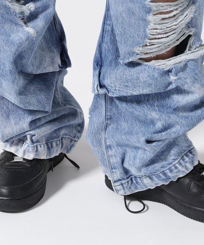 A.F ARTEFACT/VINTAGE TUCK BUGGY PANT/CRUSH