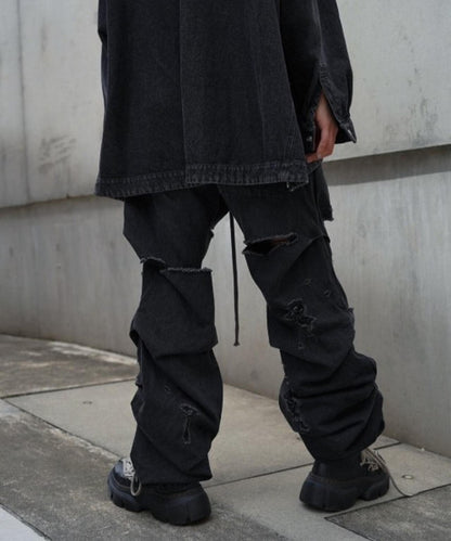 A.F ARTEFACT/VINTAGE TUCK BUGGY PANT/CRUSH