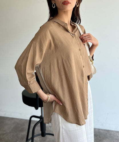 BACK透明亞麻襯衫