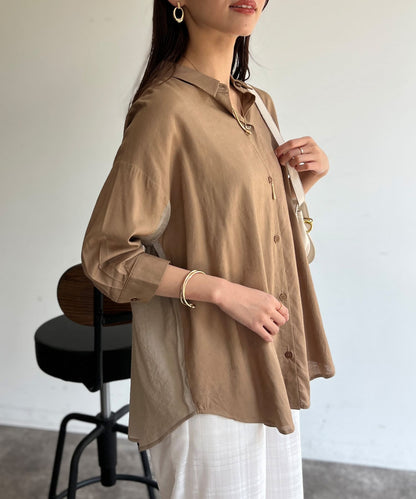 BACK透明亞麻襯衫