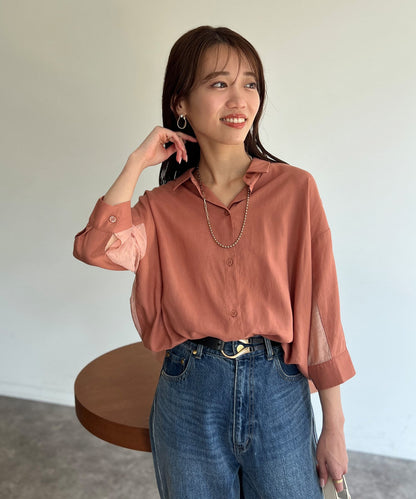 BACK透明亞麻襯衫