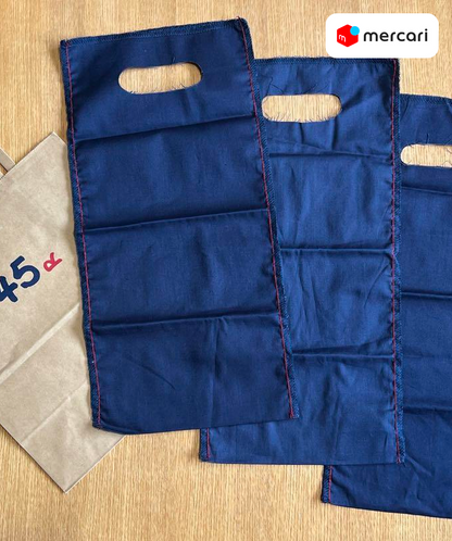 45rpm 風呂敷生地ショッパー　/ネイビー3枚 (新品、未使用)