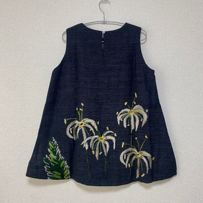 45R ギマアロハ刺繍キャミソール (インディゴ) チュニック ギマツイード (新品、未使用)