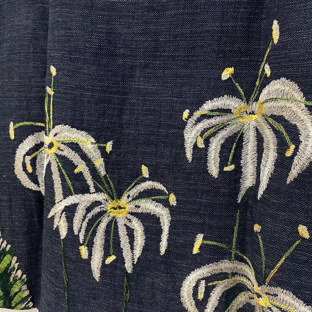 45R ギマアロハ刺繍キャミソール (インディゴ) チュニック ギマツイード (新品、未使用)