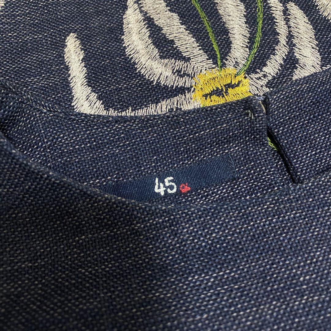 45R ギマアロハ刺繍キャミソール (インディゴ) チュニック ギマツイード (新品、未使用)