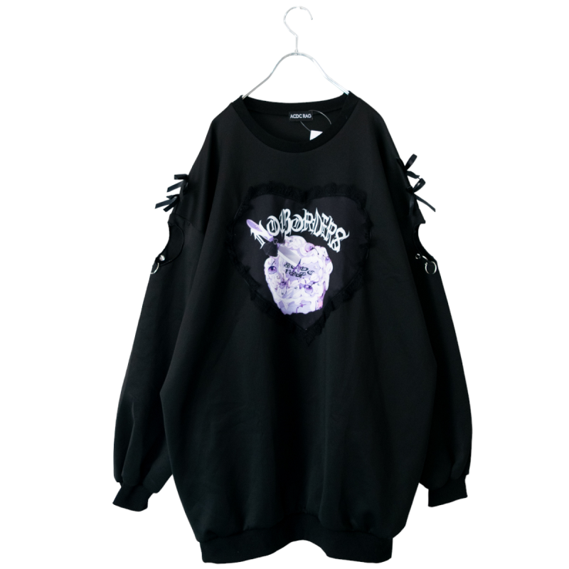 ACDC RAG 愛情朋克 蕾絲心形 大號 衛衣上衣 黑色 (RG4495BK)