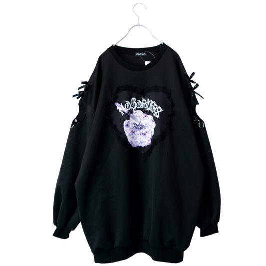 ACDC RAG 愛情朋克 蕾絲心形 大號 衛衣上衣 黑色 (RG4495BK)