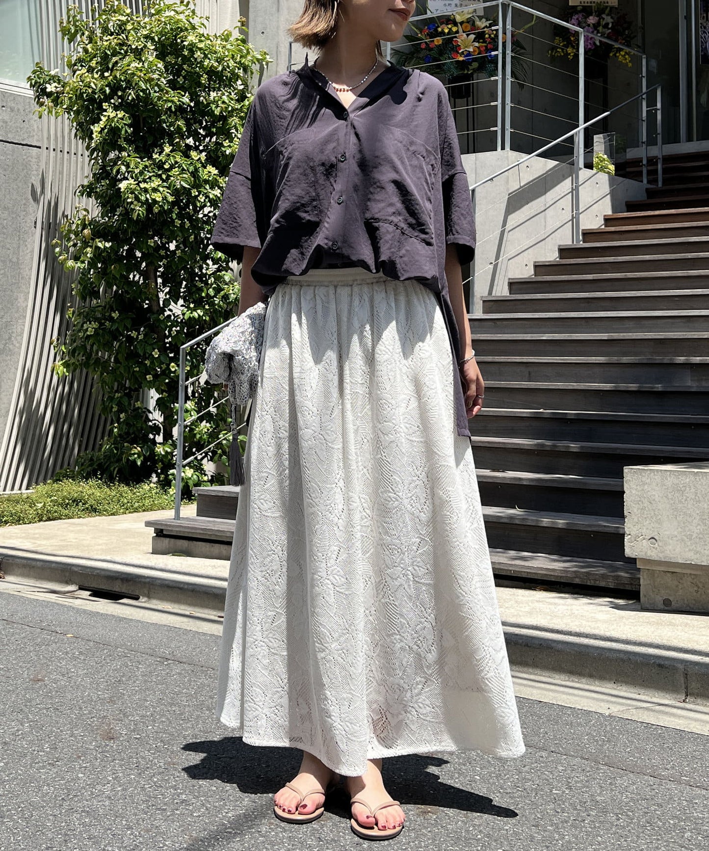 "不要裝可愛·適度甜美" 蕾絲聚攏裙