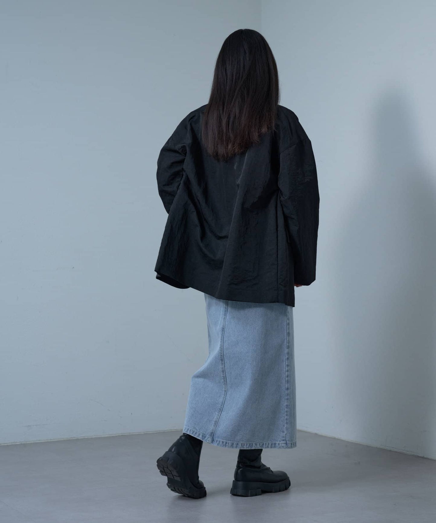 前開叉牛仔長裙