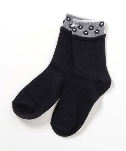 3P套裝 花朵心形折邊襪