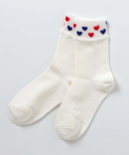3P套裝 花朵心形折邊襪