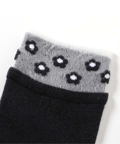 3P套裝 花朵心形折邊襪