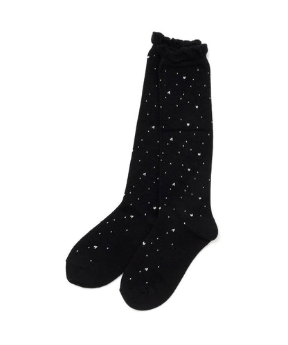 3P對象 格子心形 花紋高筒襪