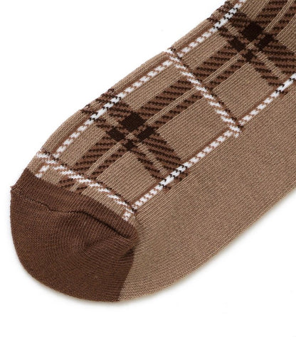 3P對象 格子心形 花紋高筒襪