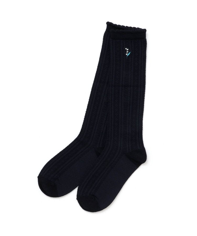 3P套裝 花朵刺繡高筒襪