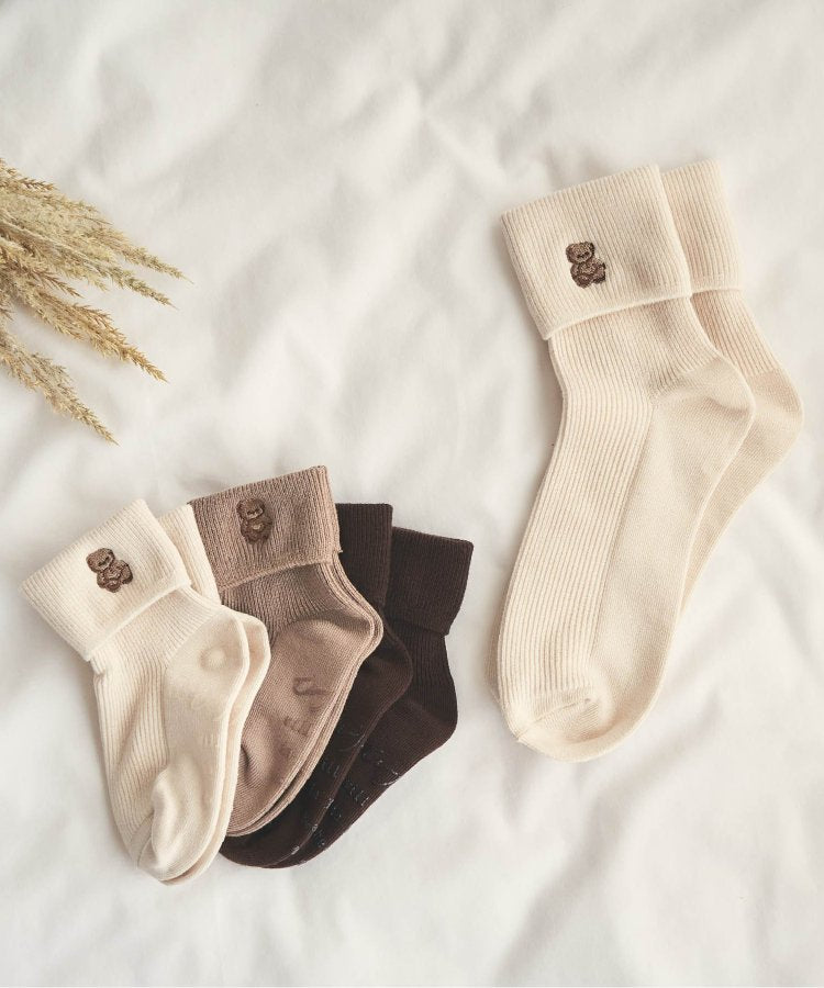 3件套 小熊 刺繡 襪子