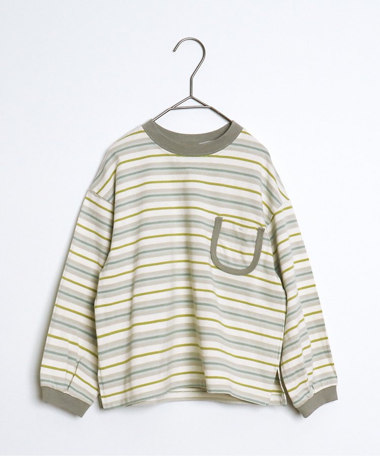 條紋口袋長袖T恤