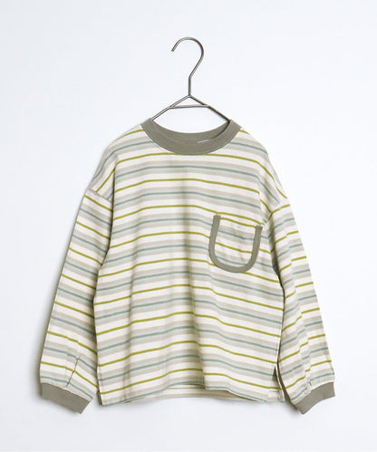條紋口袋長袖T恤