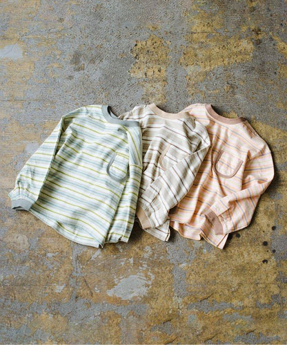 條紋口袋長袖T恤