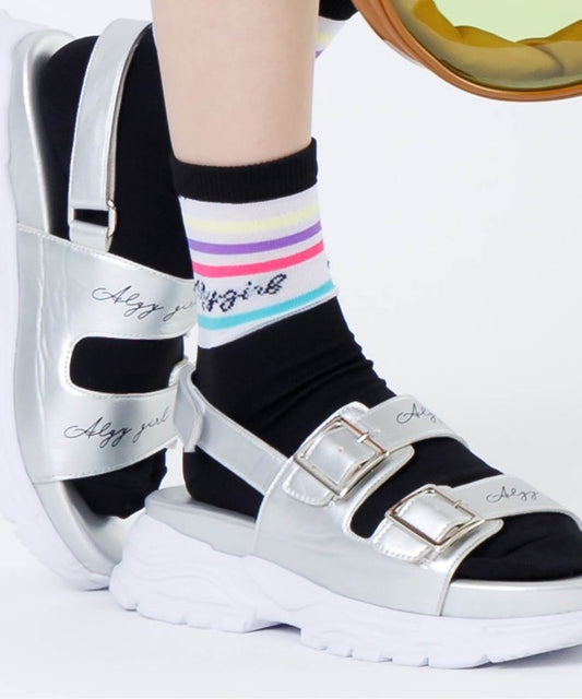 3P套裝 彩虹線透明薄襪