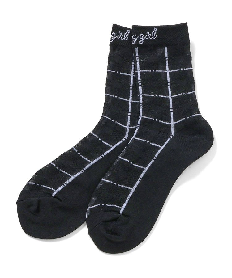 3P套裝 格紋透明薄襪