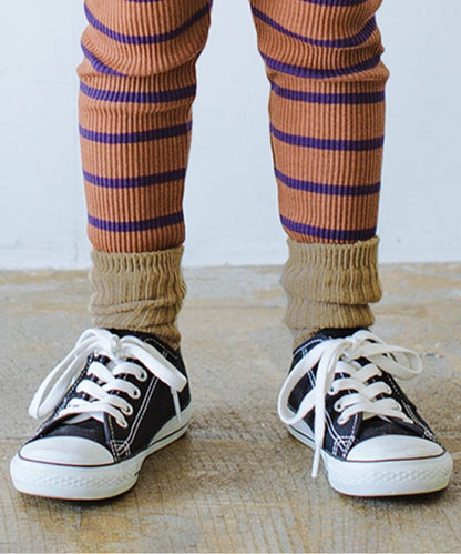 3P套裝 自然色彩條紋襪