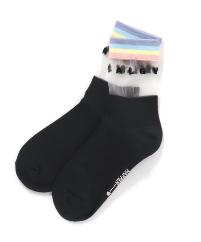 3P套裝 彩虹條紋透明船襪