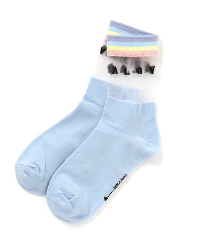 3P套裝 彩虹條紋透明船襪