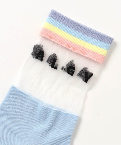 3P套裝 彩虹條紋透明船襪