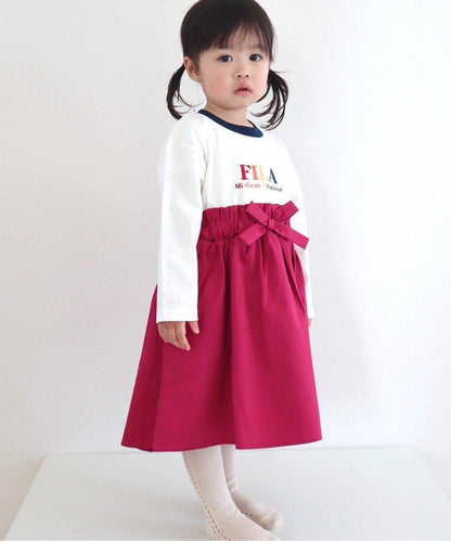FILA 標誌刺繡拼接連衣裙