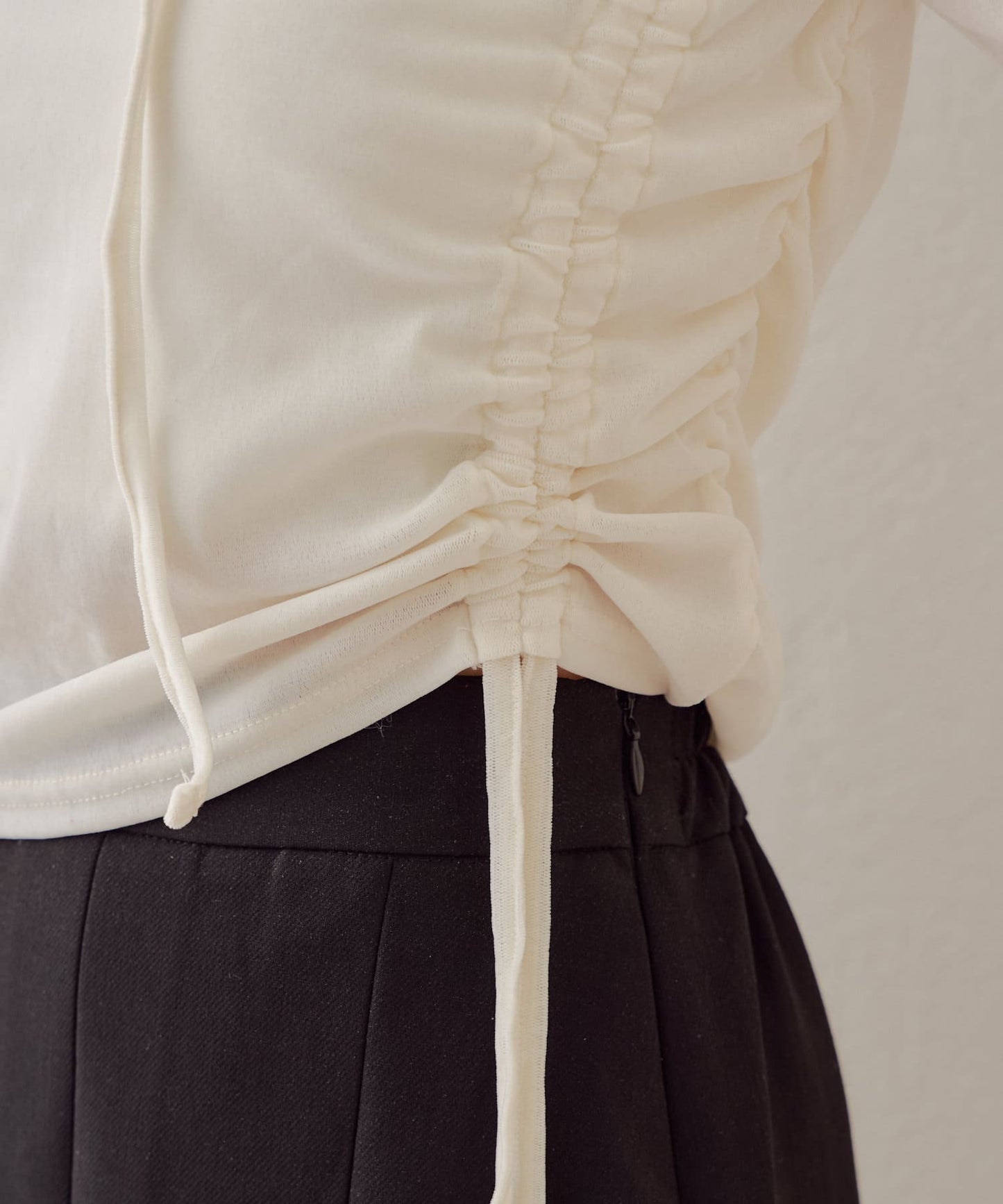 5分袖單肩領吊帶長T恤