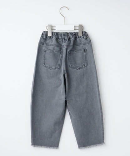 【KIDS】【TYPY DENIM】甘織り裾フリンジカーブデニム 【KIDS】【TYPY DENIM】甜美編織下襬流蘇曲線牛仔褲