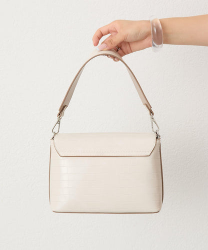 【3色展開】loti 鱷魚紋豆莢式翻蓋肩包