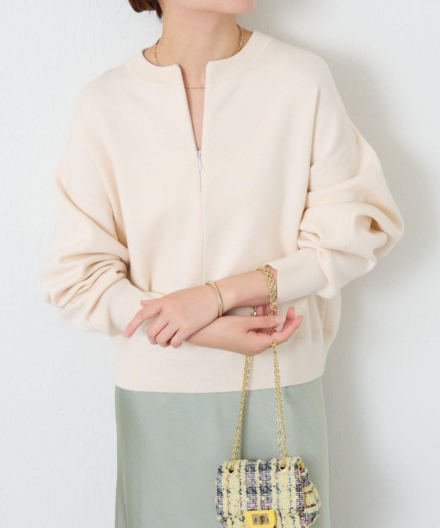 【可手洗】拉鍊衛衣風針織衫