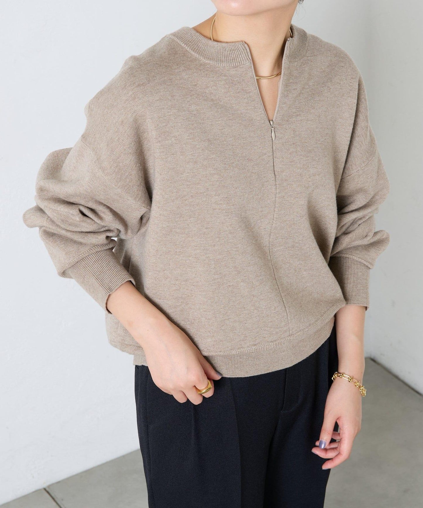 【可手洗】拉鍊衛衣風針織衫
